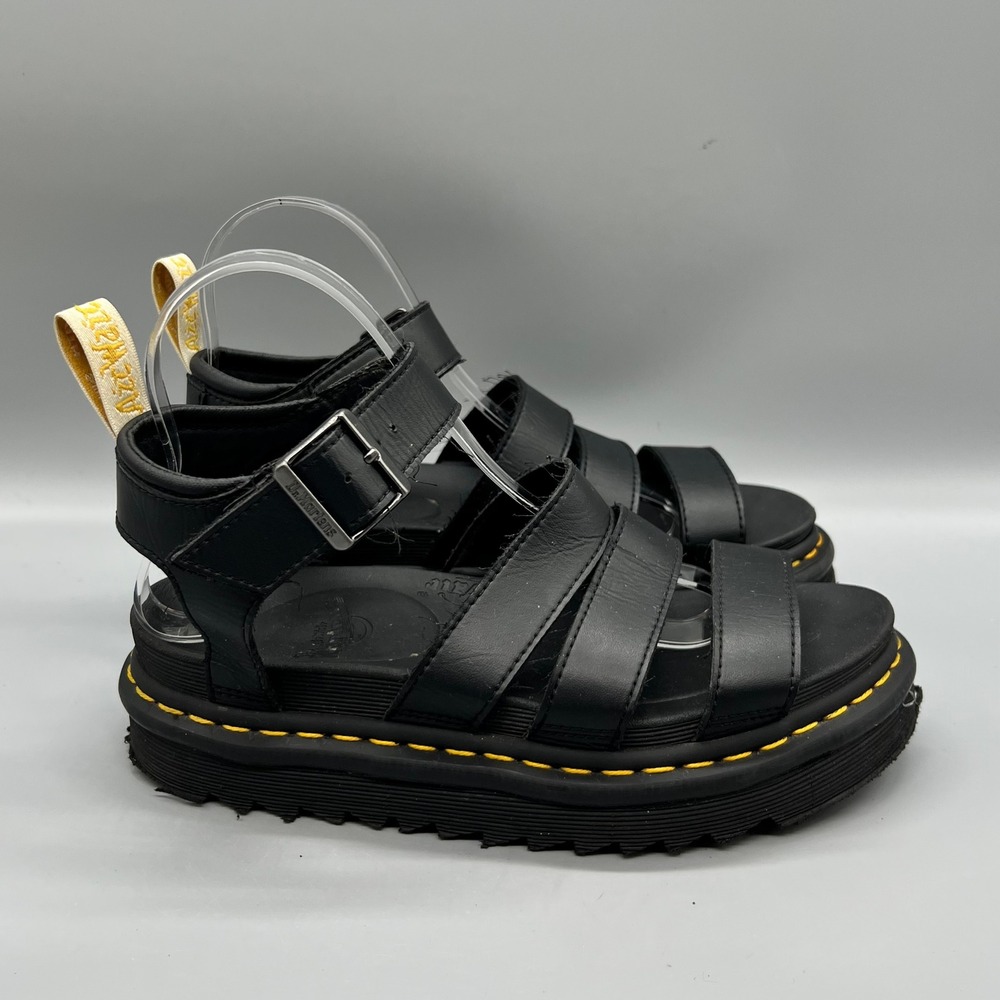 Dr Martens Sandals Women 7 Black Vegan V Blaire Platform Strappy Gladiator Shoes